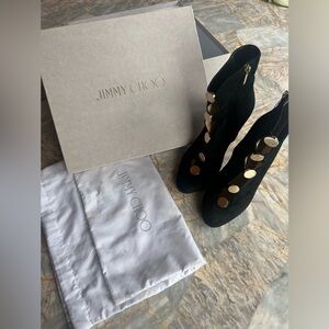 Jimmy choo black boots with gold detail